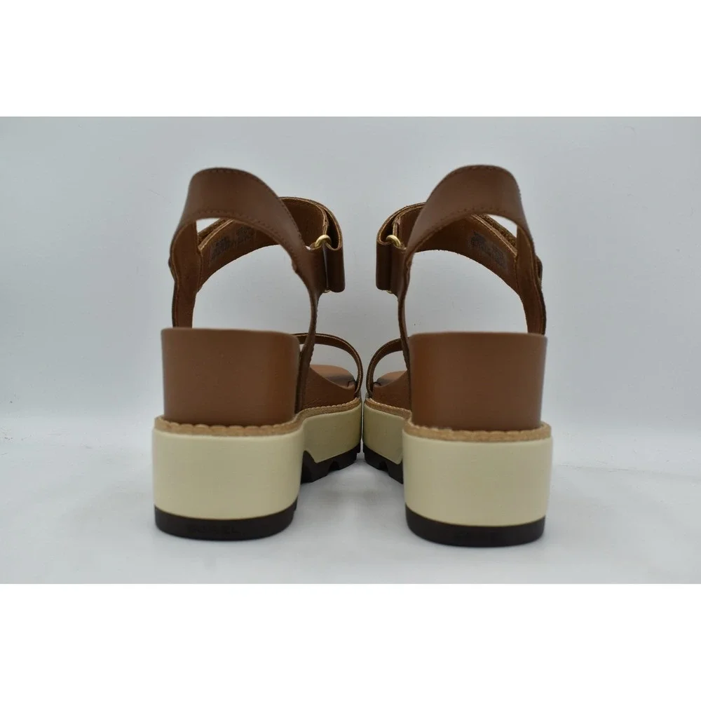 Sorel Women Size 9.5 Joanie IV Velvet Tan Brown Y Strap Wedge Sandals Shoes